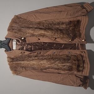 Stavros Couture sz medium cashmere would blend tan coat faux fur